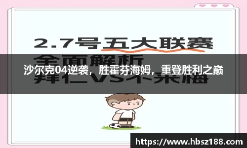 沙尔克04逆袭，胜霍芬海姆，重登胜利之巅
