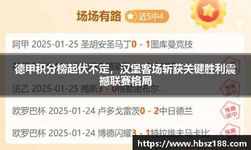 德甲积分榜起伏不定，汉堡客场斩获关键胜利震撼联赛格局
